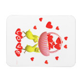 Kippen en Valentijn Hartmand Magneet (Horizontaal)