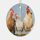 Kippen en vrienden keramisch ornament (Links)