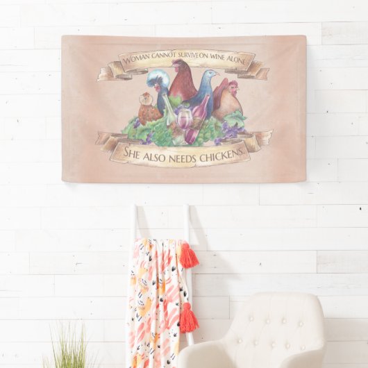 Kippen en wijn spandoek (Insitu)