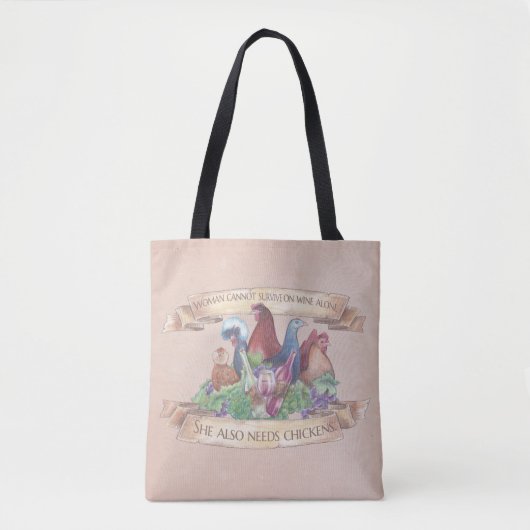 Kippen en wijn tote bag (Voorkant)