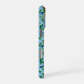 Kippen en wilde bloemen op baby blauw iPhone hoesje (Rechterkant)
