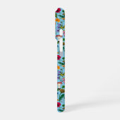 Kippen en wilde bloemen op baby blauw iPhone hoesje (Linkerkant)