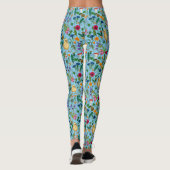 Kippen en wilde bloemen op baby blauw leggings (Achterkant)