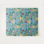 Kippen en wilde bloemen op baby blauw wandkleed (Voorkant (horizontaal))