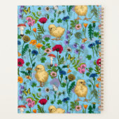 Kippen en wilde bloemen op baby blueHand-getrokken Planner (Achterkant)