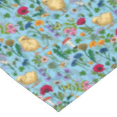 Kippen en wilde bloemen op baby blueHand-getrokken Tafelkleed (Gekanteld)