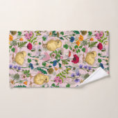 Kippen en wilde bloemen op katoenen snoep roze bad handdoek (Handdoek)