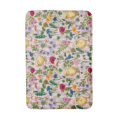 Kippen en wilde bloemen op katoenen snoep roze badmat (Voorkant Verticaal)