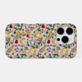Kippen en wilde bloemen op katoenen snoep roze iPhone hoesje (Achterkant horizontaal)