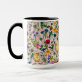 Kippen en wilde bloemen op katoenen snoep roze mok (Links)