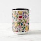 Kippen en wilde bloemen op katoenen snoep roze mok (Midden)