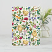 Kippen en wilde bloemen op wit (Staand voorkant)