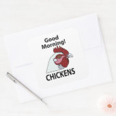 Kippen Goedemorgen grappige kip Vierkante Sticker (Envelop)