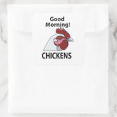 Kippen Goedemorgen grappige kip Vierkante Sticker (Tas)
