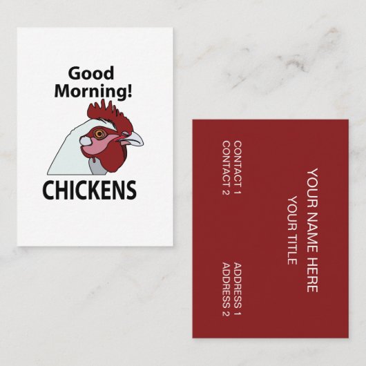 Kippen Goedemorgen grappige kip Visitekaartje (Voorkant / Achterkant)