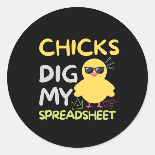 Kippen graven mijn Spreadsheet Classic Round Stick Ronde Sticker (Voorkant)