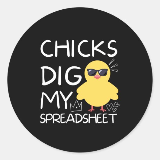 Kippen graven mijn spreadsheet ronde sticker (Voorkant)