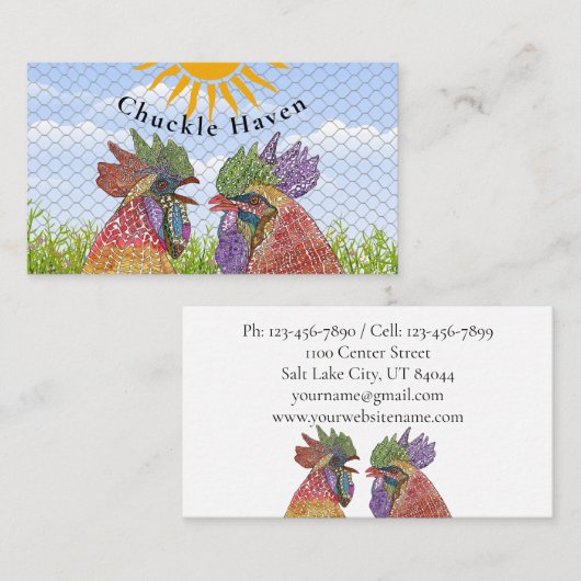 Kippen Haan en Hen Country Boerderij Visitekaartje (Voorkant / Achterkant)