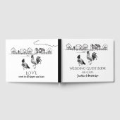 Kippen Haan, Hen | Zwart, wit Boerderij bruiloft Gastenboek (Volledig)