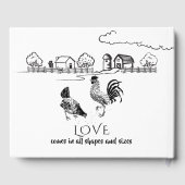 Kippen Haan, Hen | Zwart, wit Boerderij bruiloft Gastenboek (Achterkant)