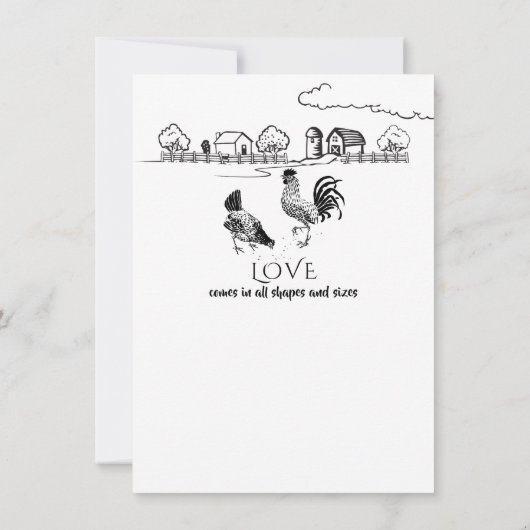 Kippen Haan, Hen | Zwart, wit Boerderij bruiloft Save The Date (Achterkant)