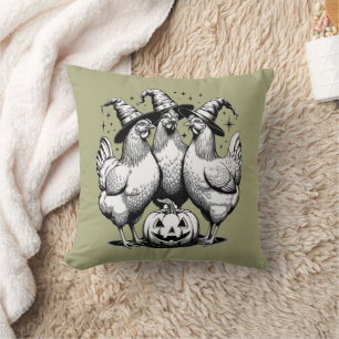 Kippen Heksen Grappig Halloween Vintage Heks  Kussen