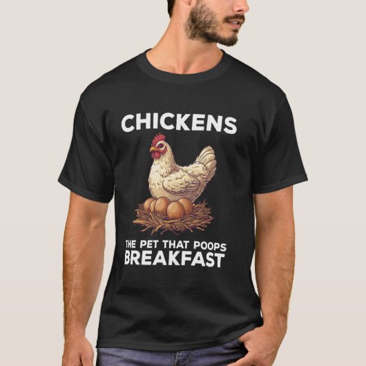 Kippen Het Huisdier Dat Het Ontbijt Grappige Kip T-shirt (Voorkant)