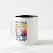 kippen het huisdier dat ontbijt poept tweekleurige koffiemok (Voorkant links)