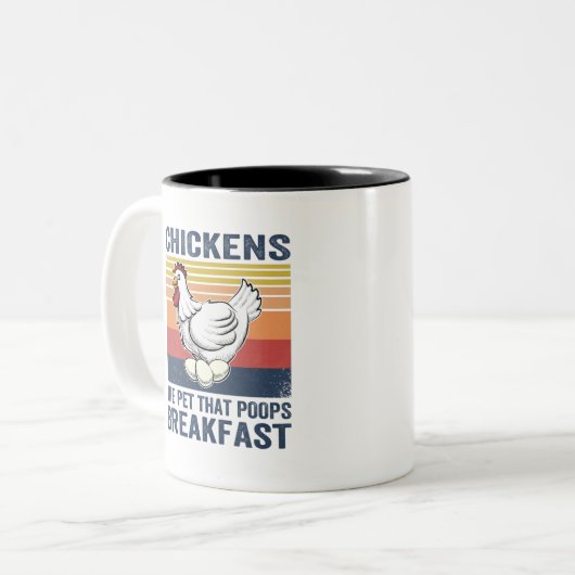 kippen het huisdier dat ontbijt poept tweekleurige koffiemok (Voorkant links)