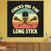 Kippen houden van de lange stok canvas afdruk (Insitu (Woonkamer))