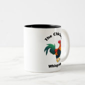 Kippen, humor, grappig tweekleurige koffiemok (Voorkant rechts)