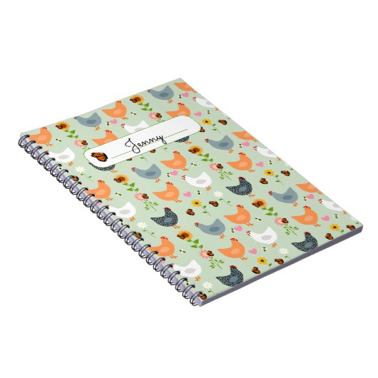 Kippen in de Bloemen Gepersonaliseerd Notitieboek (Rechterzijde)