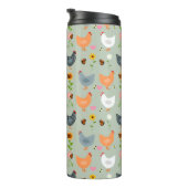 Kippen in de Bloemen Thermal Tumbler Thermosbeker (Geroteerd rechts)