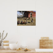 Kippen in de buurt van kiphuis Cliburn Poster (Keuken)