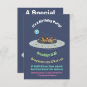 Kippen in de cartoon van de ruimte kaart (Voorkant / Achterkant)