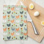 Kippen in de Flowers Kitchen Towel Theedoek (Quarter Fold)