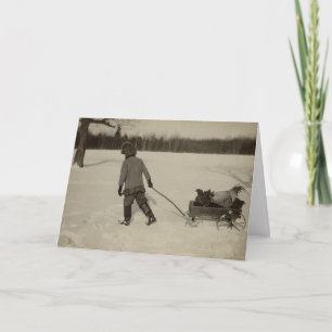 Kippen in de Kaart van de Vakantie van de Sneeuw