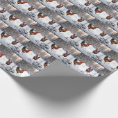 Kippen in de sneeuw cadeaupapier (Hoek)