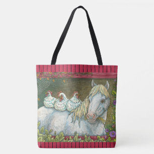 KIPPEN IN DE STABIEL, HORSE CANVAS TAS Rood