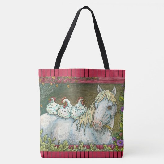 KIPPEN IN DE STABIEL, HORSE CANVAS TAS Rood (Voorkant)