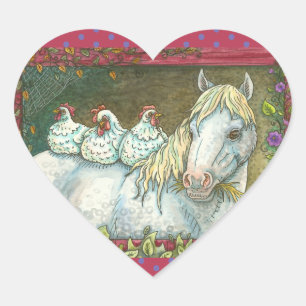 KIPPEN IN DE STABIEL, HORSSTICKERS, Hart Sheet Sticker