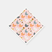 Kippen in de tuin met bloemen en buien servet (Hoek)