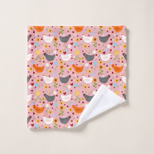 Kippen in de Vloertuinroze Bad Handdoek (Wasdoekje)