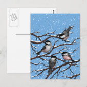 Kippen in de winter briefkaart (Voorkant / Achterkant)