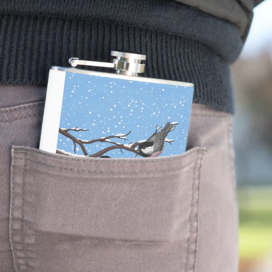 Kippen in de winter heupfles (Voorbeeld)