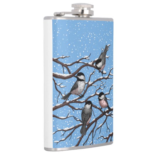 Kippen in de winter heupfles (Rechts)