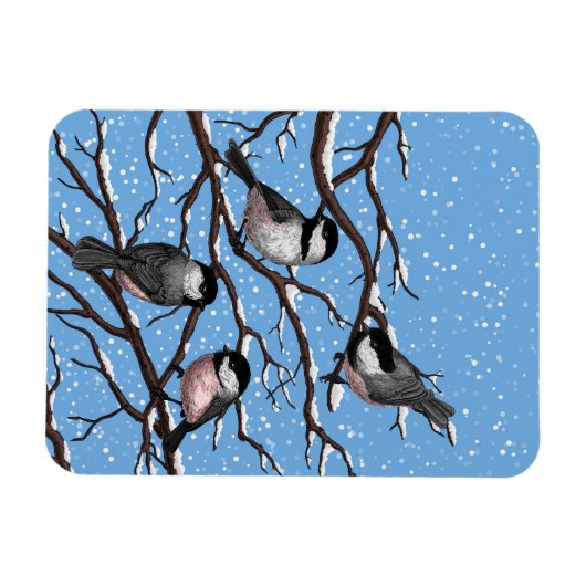 Kippen in de winter magneet (Horizontaal)