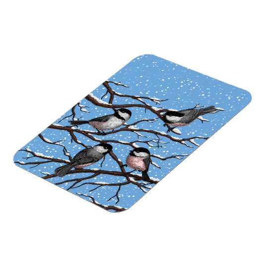 Kippen in de winter magneet (Linkerzijde)