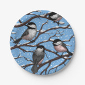 Kippen in de winter papieren bordje (Voorkant)