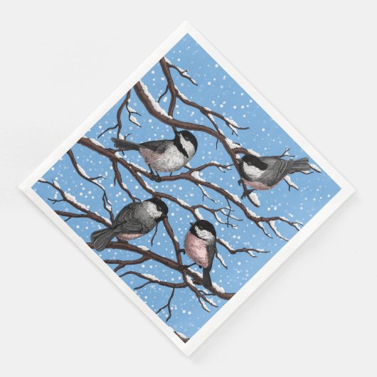 Kippen in de winter servet (Hoek)